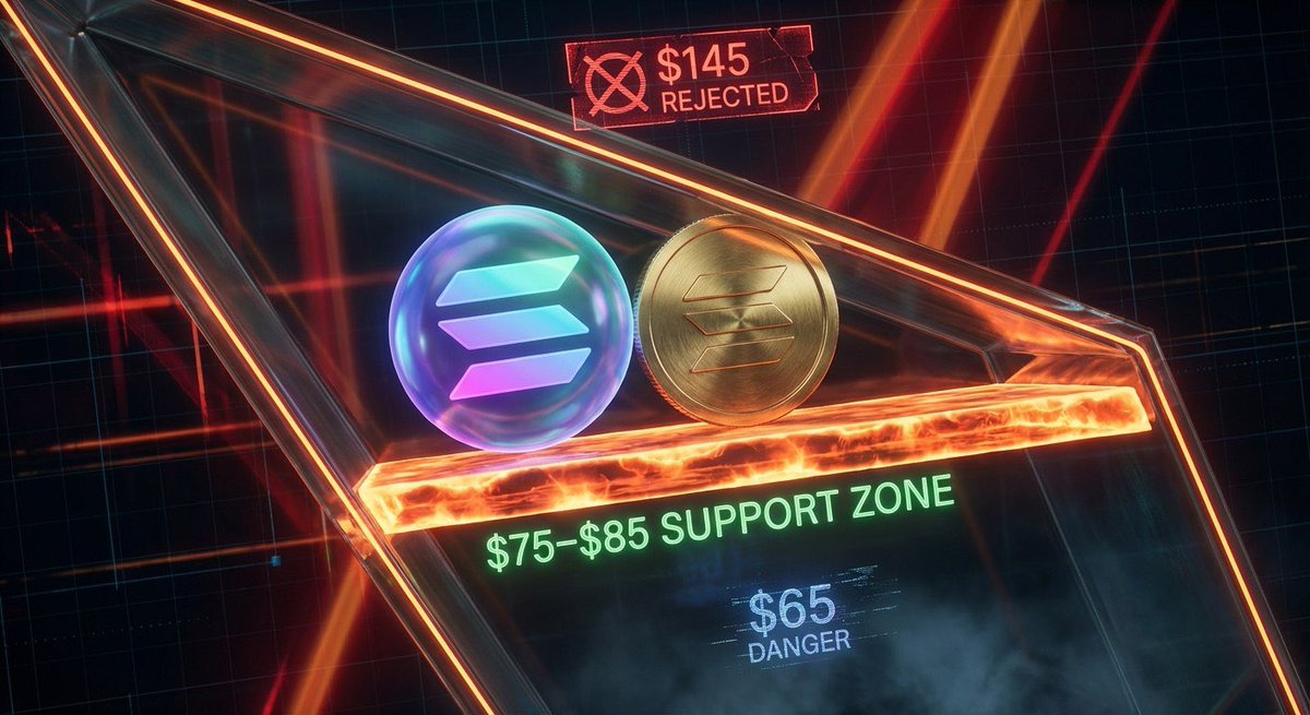 $SOL TESTING MAJOR $75 SUPPORT

Structure is ugly. Lower highs stacking up since we got smacked down at $150.

Price is sitting in the $75-$85 kill zone right now. This is where the bids stepped up before to defend the floor.

- If buyers absorb the selling here: We bounce to