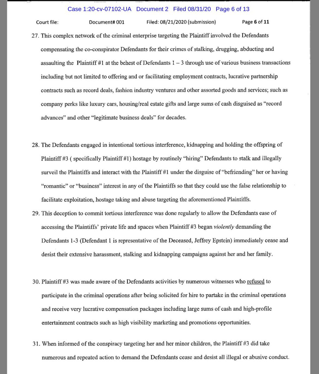 Q4quise's tweet photo. #BreakingNews Beyonce and Jay-Z have been named in 2 lawsuits accusing them of sex trafficking alongside Jeffrey Epstein. These 2 cases were both filed before the Epstein files were released. 

An identical case to Shakiyla’s was filed back in 2020 but wit different victims accusing Beyonce and Jay-Z of operating in Epstein’s network and trafficking young girls.

How do multiple people who don’t know each other all have the same exact story ? 

How do so many people who don’t know each other have the same story ? 

Can anyone tell me that ?