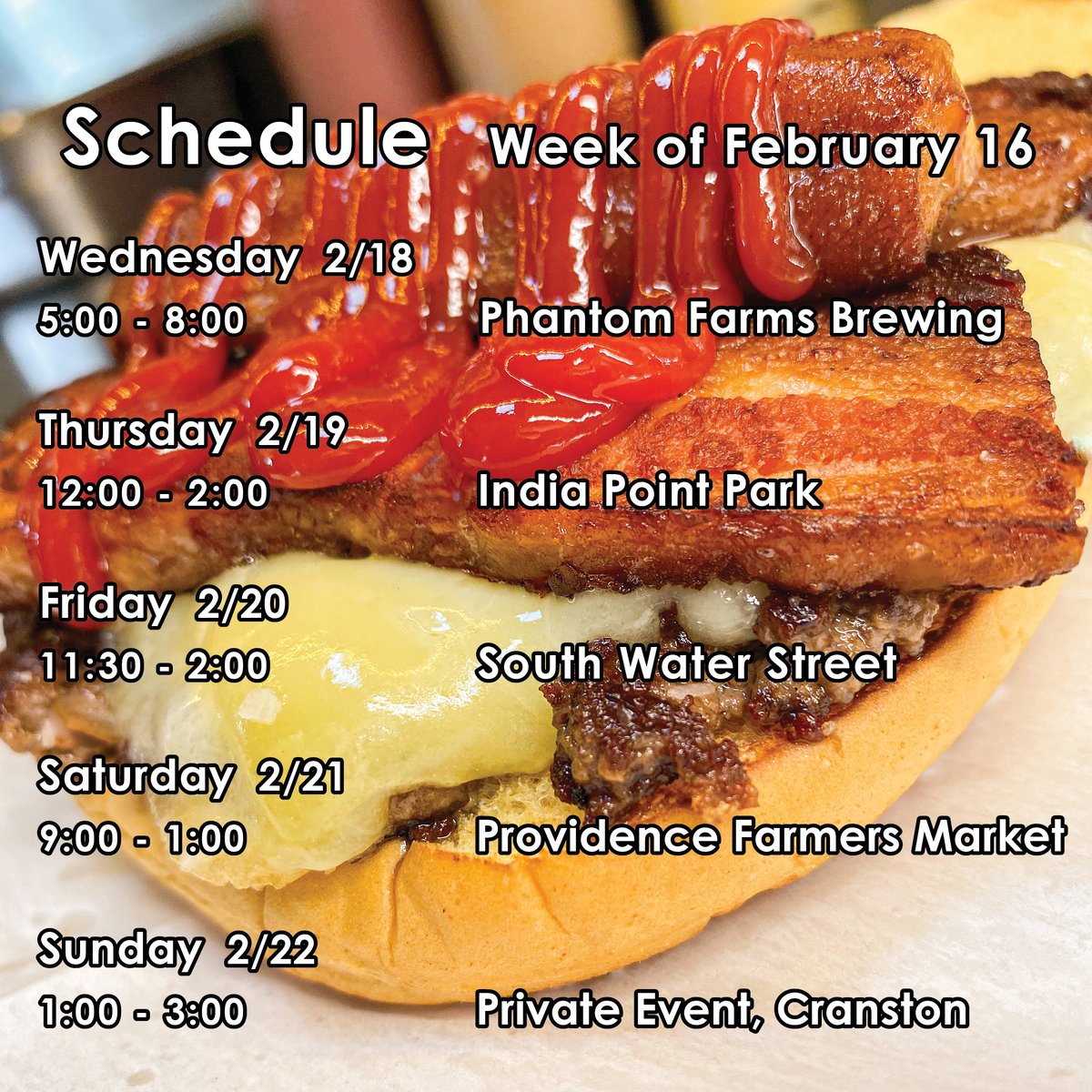 Our schedule for the week of February 16, 2026. tockify.com/rocket/monthly            
Order online: rocketstreetfood.square.site