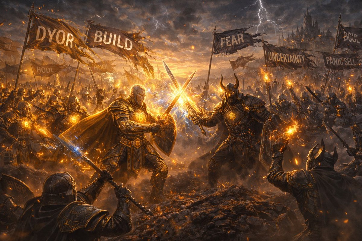 AAOnChain_Tg's tweet photo. Two forces collide:

Emotion vs Knowledge
Panic vs Patience
Noise vs Vision

The real battlefield isn’t the market…

It’s the mind of the investor. https://t.co/DSou3zXLrD