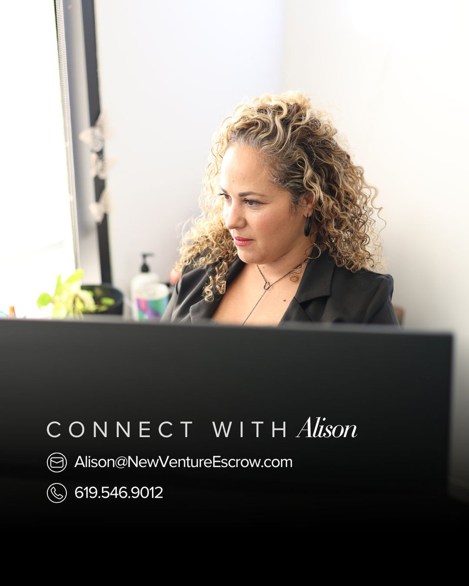 Meet NVE Mission Valley's @Alison_NVE!

Connect with Alison:
📧 Alison@NewVentureEscrow.com
📞 619.546.9012

📍NVE Mission Valley
3638 Camino Del Rio N. #300
San Diego, CA
92108