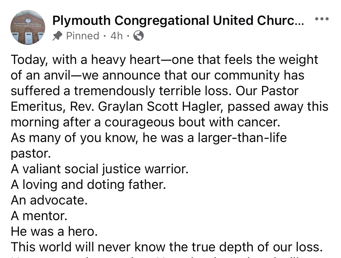 maustermuhle's tweet photo. Sad local news: Longtime D.C. religious leader and civic activist Graylan Hagler has passed away, per his church. He was active in local politics; he ran for D.C. Council and was frequently lobbying lawmakers for progressive causes. He was a force. RIP. https://t.co/EG2LHQiMUp
