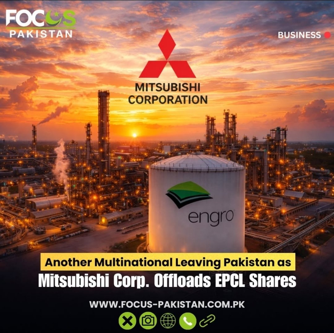 Focusp_official's tweet photo. Mitsubishi Corporation is a Tokyo-based global integrated business enterprise. It has agreed to sell its minority stake in Engro Polymer & Chemicals Limited (EPCL).
https://t.co/Yi0BvSIIl4
#FocusPakistan #PakistanNews #ENGROH #Mitsubishi #multinational #PakistanBusiness https://t.co/kbuj4axVq1