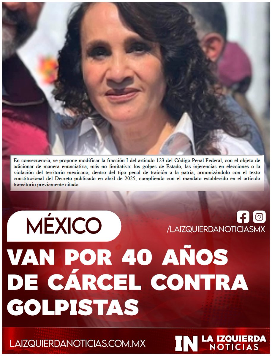 SOBERANÍA NACIONAL| Golpes de Estado, injerencia en elecciones y la violación del territorio mexicano serán castigados con hasta 40 años de prisión por Traición a la Patria. Esto, de aprobarse la Iniciativa de propuesta de la legisladora de la 4T, Dolores Padierna.