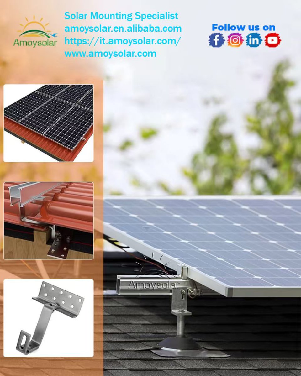 amoysolar2's tweet image. 3-Way Adjustable Solar Hooks! 
Tired of rigid, one-size-fits-all mounts? AmoySolar’s 3-Way Adjustable Hooks turn tile roofs into solar powerhouses—flexible, fast, and future-proof!

📩 New Year, New Energy!
#AmoySolar #TileRoofSolar #SolarMountingSystems #GreenEnergy