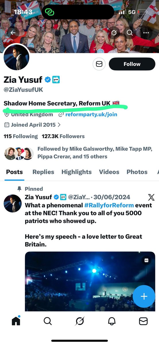 <a href="/ZiaYusufUK/">Zia Yusuf</a> Zia, as a voter, I find this title a bit confusing. 

In the UK, the 'Official Shadow Home Secretary' is a position held only by the Official Opposition in Parliament, which is currently the Conservatives. 

Since you are not an MP and Reform is not the Official Opposition, isn't