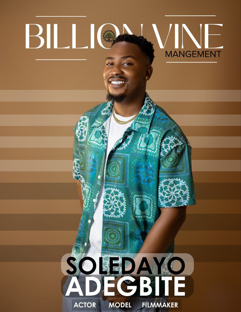 BVT_Management's tweet photo. Some actors fill roles. He fills rooms.
BillionVine Management presents Soledayo Adegbite @dayoslides  a talent you don’t discover, you experience.
Actor. Filmmaker. Force of nature.
This is momentum. This is mastery. This is BillionVine.
#BillionVineManagement #TalentUnveiled https://t.co/83pIKFLuX6