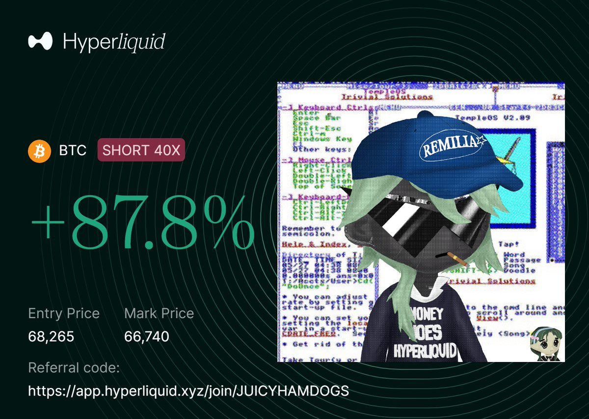 Top 20 in ROI on <a href="/markets_xyz/">Markets</a>! Let's see if I can keep this up. 

Hyperliquid