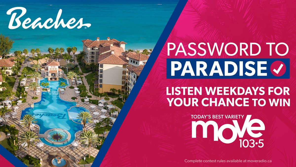 Move1035Van's tweet photo. Escape to the sunny @BeachesResorts Turks & Caicos with MOVE 103.5's Password to Paradise!☀️
Get Closer in The Caribbean. #sponsored #PasswordtoParadise
➡️https://t.co/EbyXXA09OP https://t.co/F8uLxtm9Kr