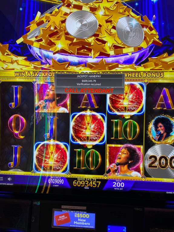 A lucky <a href="/Palms/">Palms Casino Resort</a> player won more than $609K on a $20 bet playing Whitney Houston Slots, marking the second Platinum Jackpot win at the property! This game delivers memorable moments with its iconic soundtrack and standout bonus action. 🎰 Won February 16 #IGT #IGTGaming