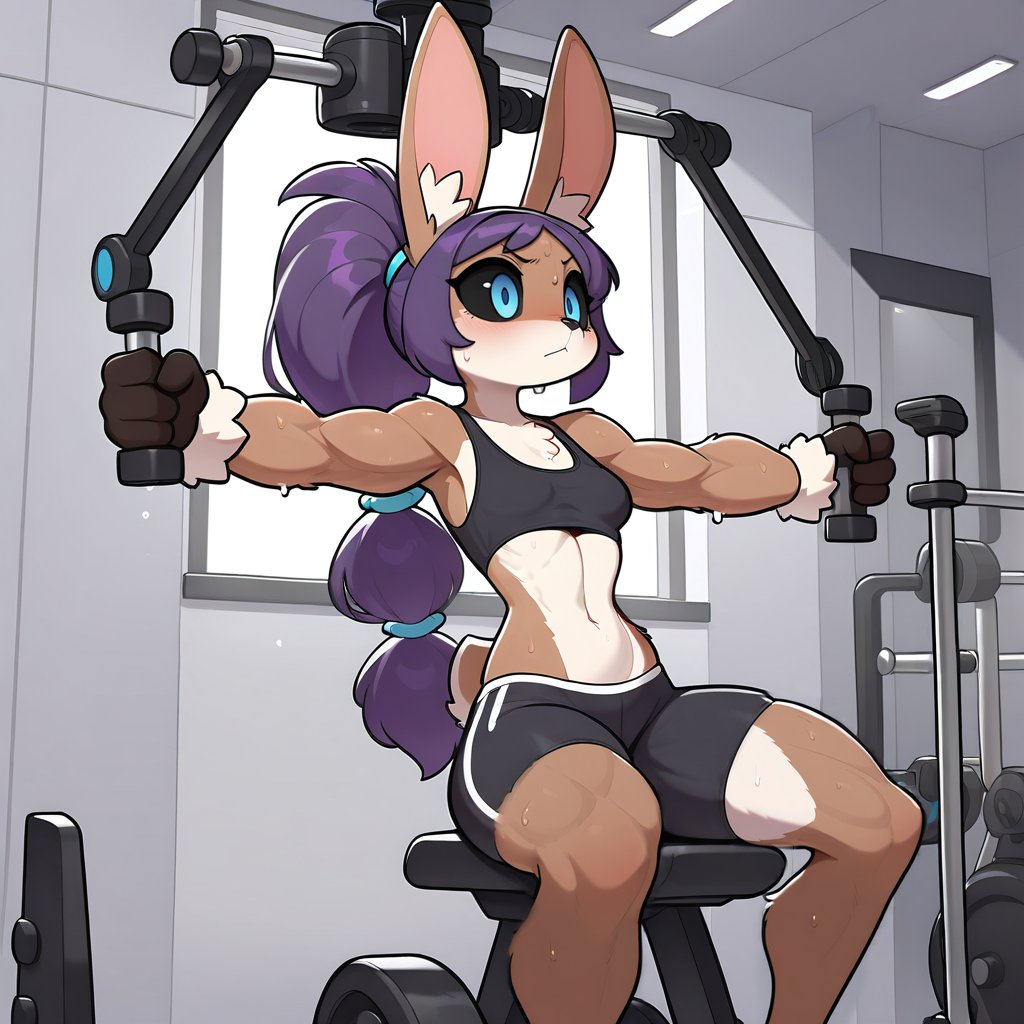 QT: #TittyTuesday 

Training your pectoral muscles can help maintaining the firmness of your breasts.

(📌 Not that there is much to maintain – Ana just thought of an excuse to pump even harder.)

#aiart