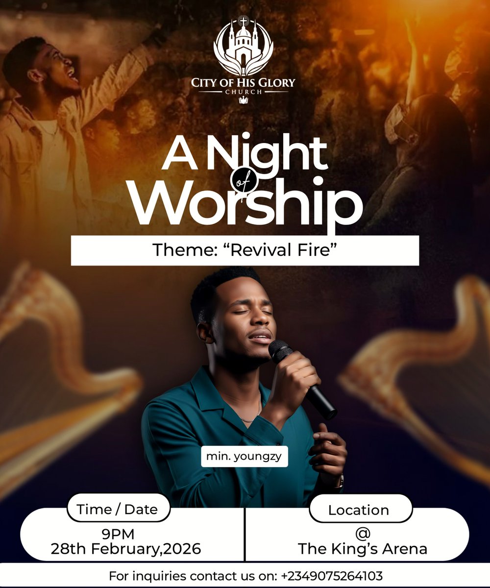 youngzygraphics's tweet photo. DAY 1 of my Design Challenge

Church Event Flyer – “Revival Fire” 
Goal: Capture the emotion of worship visually.
Used warm tones + dramatic lighting to create intensity.

Send a DM +2348068423575 to take your brand to elite.

#GraphicDesigner #oluebubechiemerie #youngzygraphics https://t.co/sukUKMdZDL