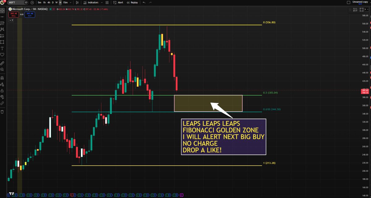 $MSFT ONCE IN A LIFTIME FIBONACCI Pyramid LEAPS

Buy Zone: 344 to 385 Target 600🎯 (I started averaging in with shares)

Game Plan
1 - Sell Leap Puts for cash
2 - Buy Leap Calls 2027+

LETS Hunt LOW RISK Leaps I'll alert NEXT big breakout

NO CHARGE all I ask is show some love!