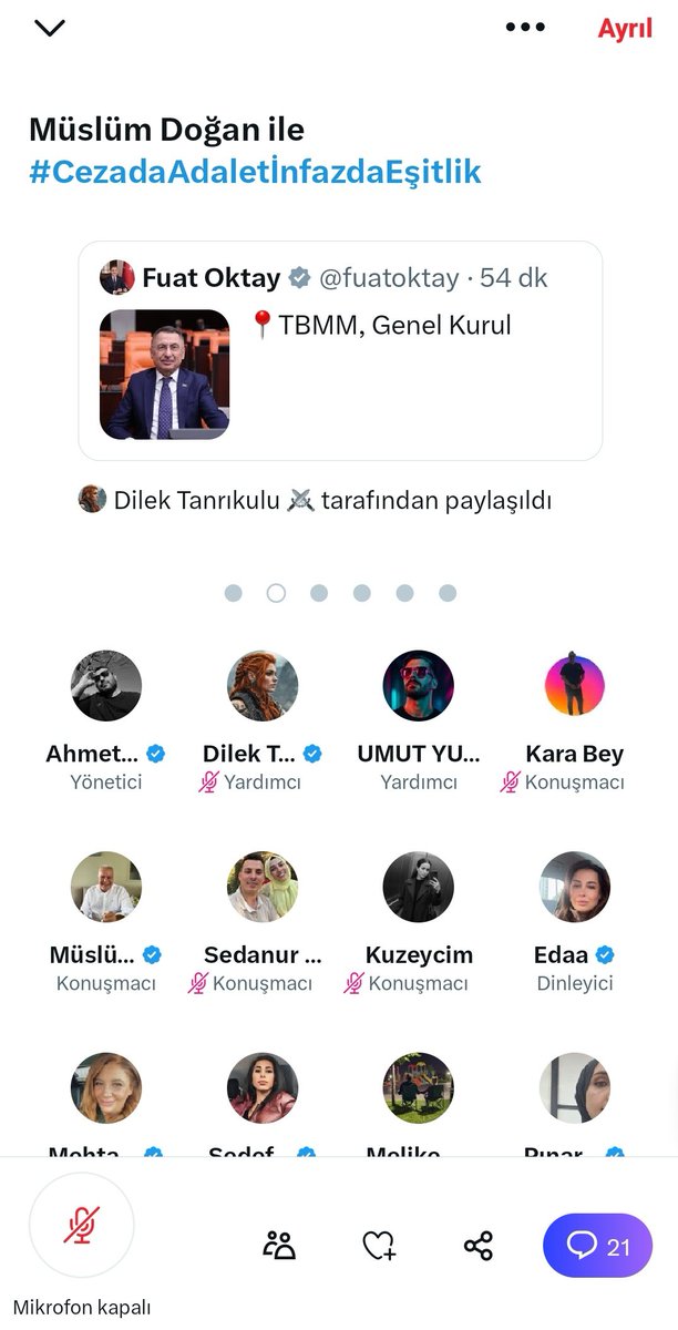 Saygıdeğer eski bakanımız <a href="/muslumdogan59/">Müslüm Doğan</a> ile #CezadaAdaletİnfazdaEşitlik odamızda "Terörsüz Türkiye ve İnfaz Düzenlemesi" hakkında sohbet.. Buyrun dostlar.. #ADALET #infazyasasımeclise