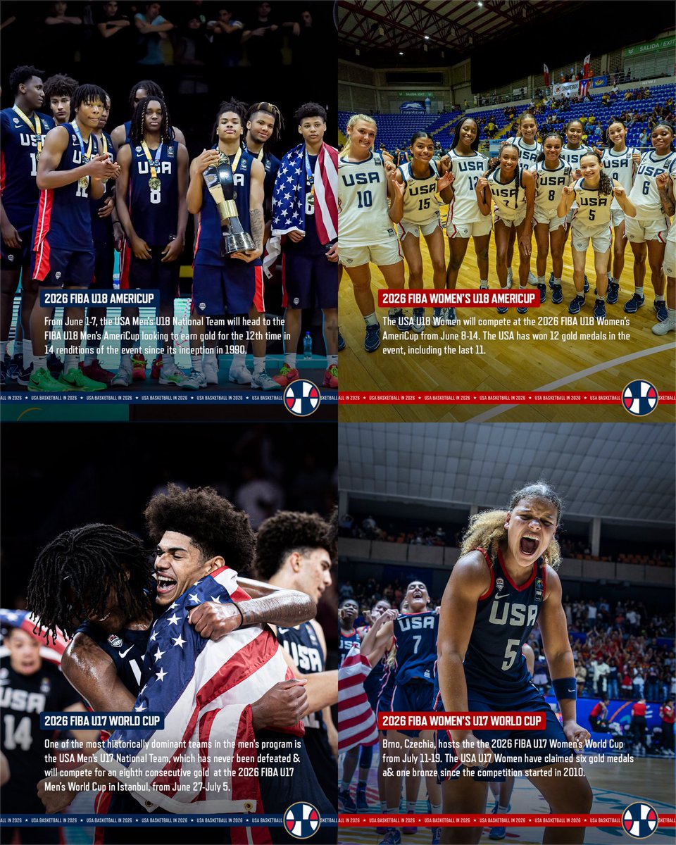 usabasketball's tweet photo. From Portland to Istanbul, the future of the game is ready for another hunt at gold 🥇

Here is what’s ahead for the 🇺🇸 @USABJNT in 2026.

🔗 https://t.co/9kDdADcJPN https://t.co/QPwM4uEzSr