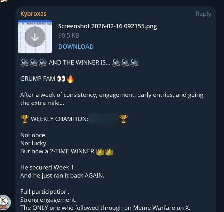GrumpverseAI's tweet photo. Information reaching is that we now have a winner for our week 2 activities? ��

I'm not so sure, I'll go back to the group for confirmation. https://t.co/eUGggpctxs