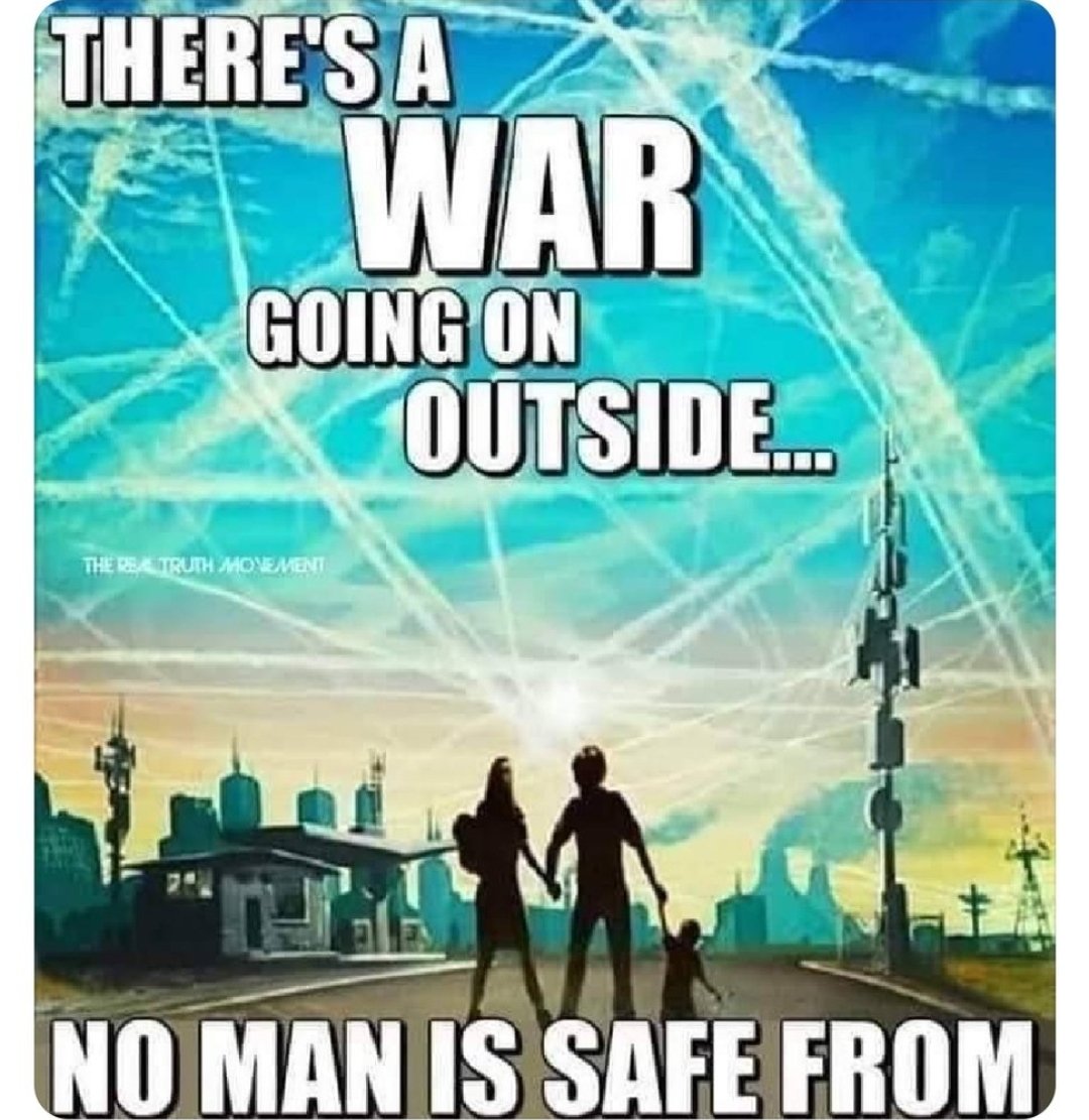 When I was growing up, a clear blue sky was energizing and encouraging, as well as beautiful. 
Now, I see nothing but poison, visible in streaks of toxic and noxious chemicals and heavy metals.
