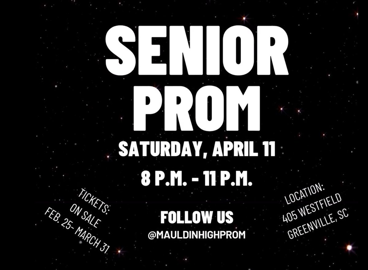 If you are planning to take a guest from another school or a guest who has graduated high school to the Senior Prom, complete the Prom Guest Approval form by March 23. Forms are available in the main office.  Include a copy of your guest's photo ID.