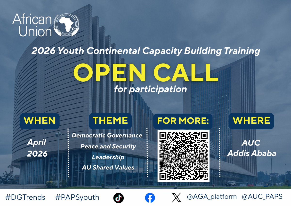 Open Call for young African ready to shape the future of the continent. Fully funded ☑️

peaceau.org/en/article/ope…