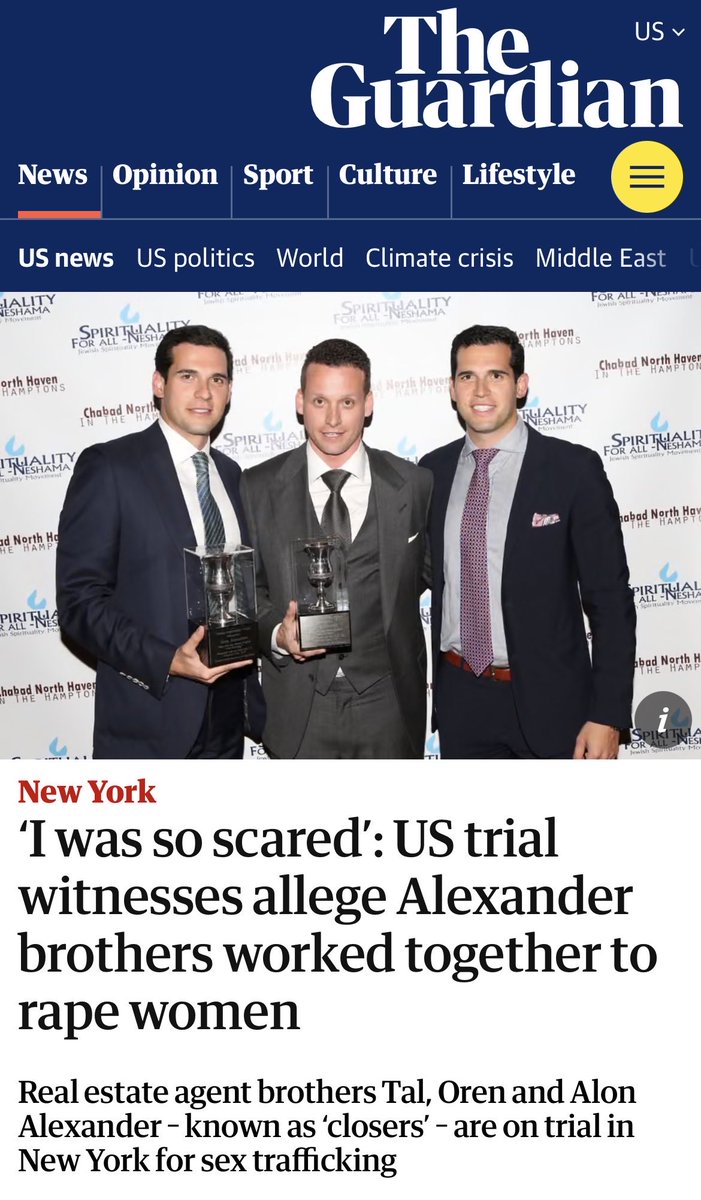 Yall notice how the media was all over the Sean Diddy Combs case but there’s hardly any media coverage on this story. Sounds about white… I mean right. 
Real estate agent brothers Tal, Oren and Alon Alexander – known as ‘closers’ – are on trial in New York for sex trafficking