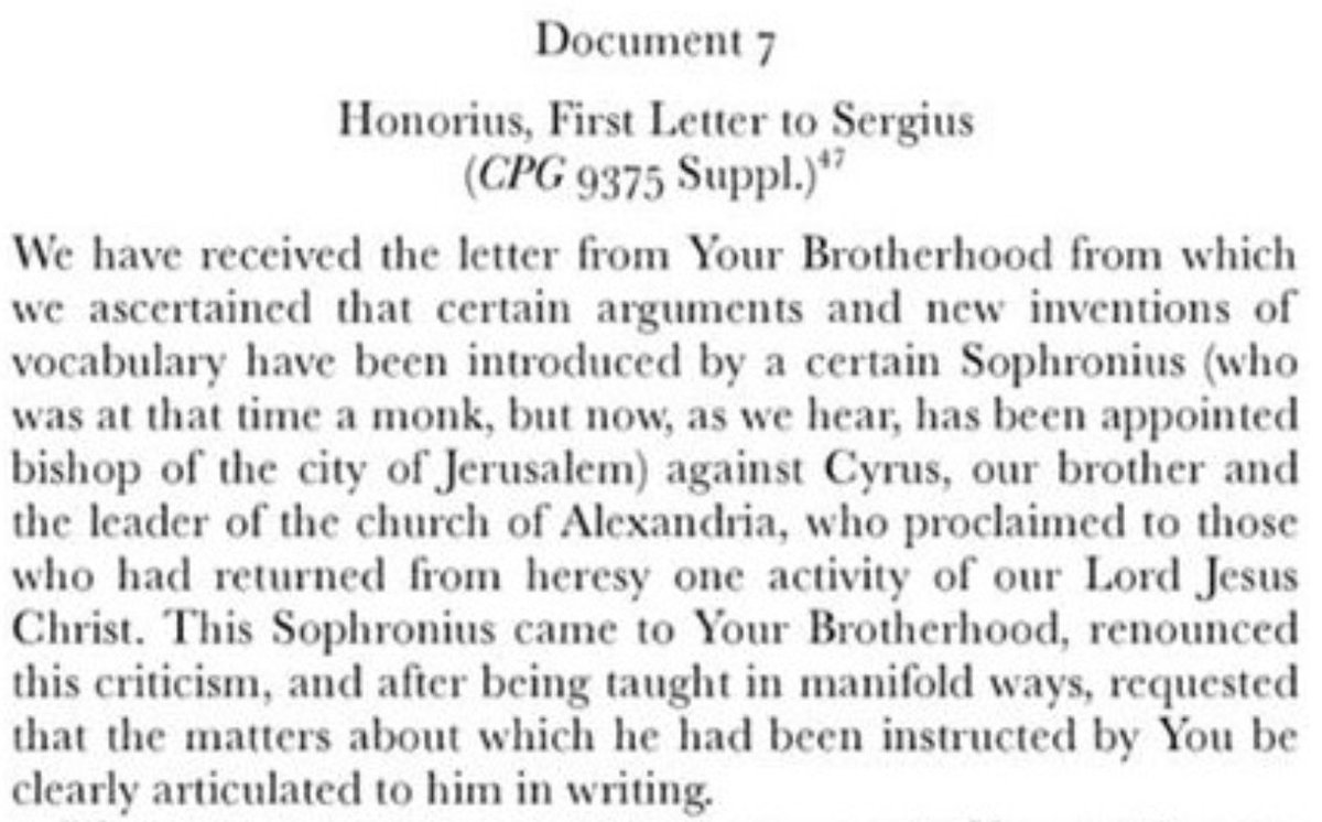 QuodSemperEst's tweet photo. @SaintFantasyGuy @humble_orthobro @ThePapalPanther @ElijahElishaRap @Alex_Ortodoxie Honorius did strengthen heresy, here he's doing so with the patriarch of Cnople. https://t.co/NJTJpK8Vja