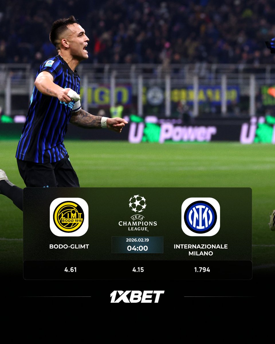 🇪🇺UEFA Championships League with 1️⃣

⚽️Таны бодлоор аль баг нь хожих бол?🔥

Bodo-Glimt (4.61) - (4.15) - (1.794) 🇮🇹Internazionale Milano

🎁 Промо код: MNGX