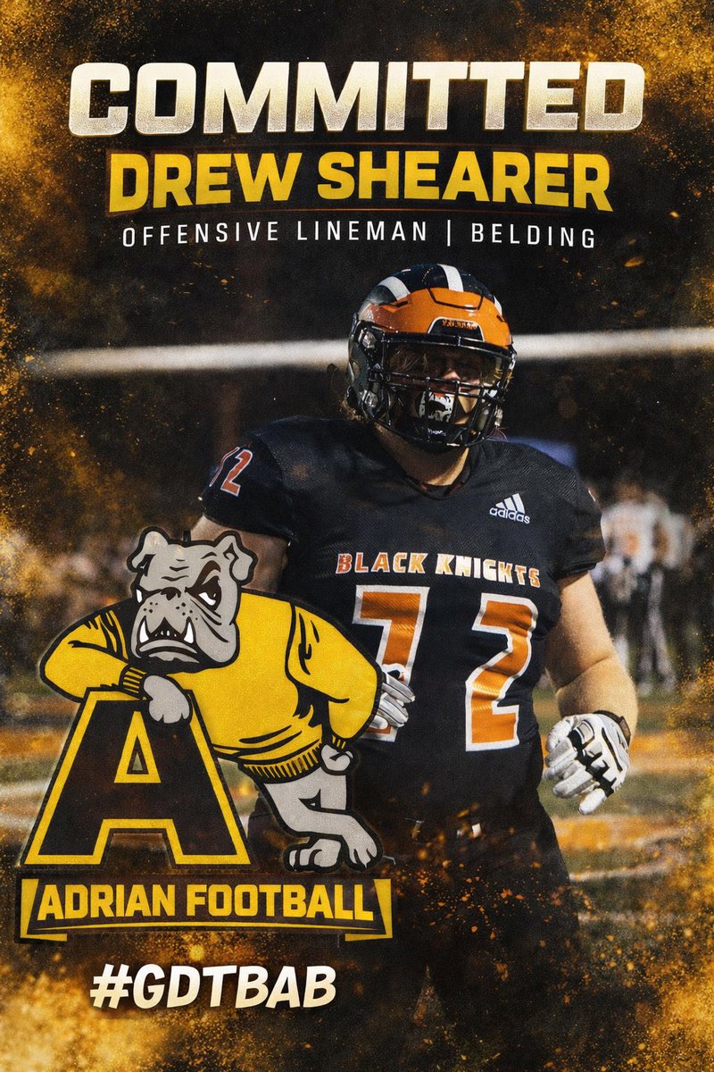 I am blessed to announce that I am fully committed to Adrian College to continue my athletic and academic career! <a href="/CoachKnollman/">Alex Knollman</a> <a href="/Coach_Palka/">Joe Palka</a> #GDTBAB