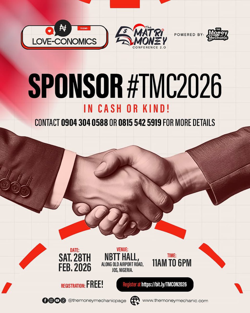 Great visions need great partners 🤝

As we prepare for The MatriMoney Conference 2.0: Love-conomics, we’re inviting sponsors who are passionate about financial literacy and strong families to join us.

✔ Connect with couples &amp; professionals in Jos