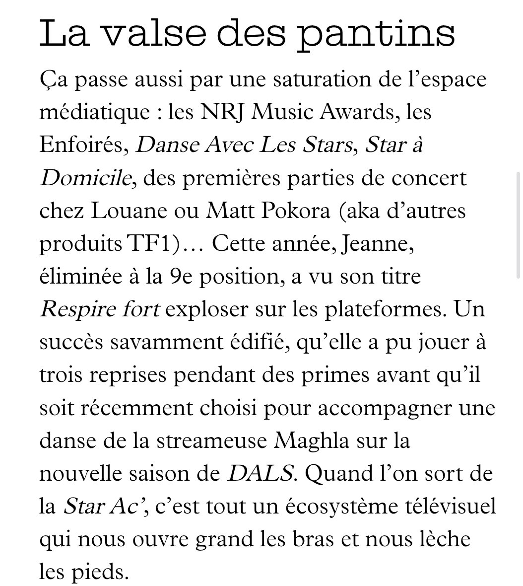 L'article des Inrocks est dur, mais juste. La star ac engloutit peu à peu le paysage musical, mais l'abondance n'est pas synonyme de diversité.