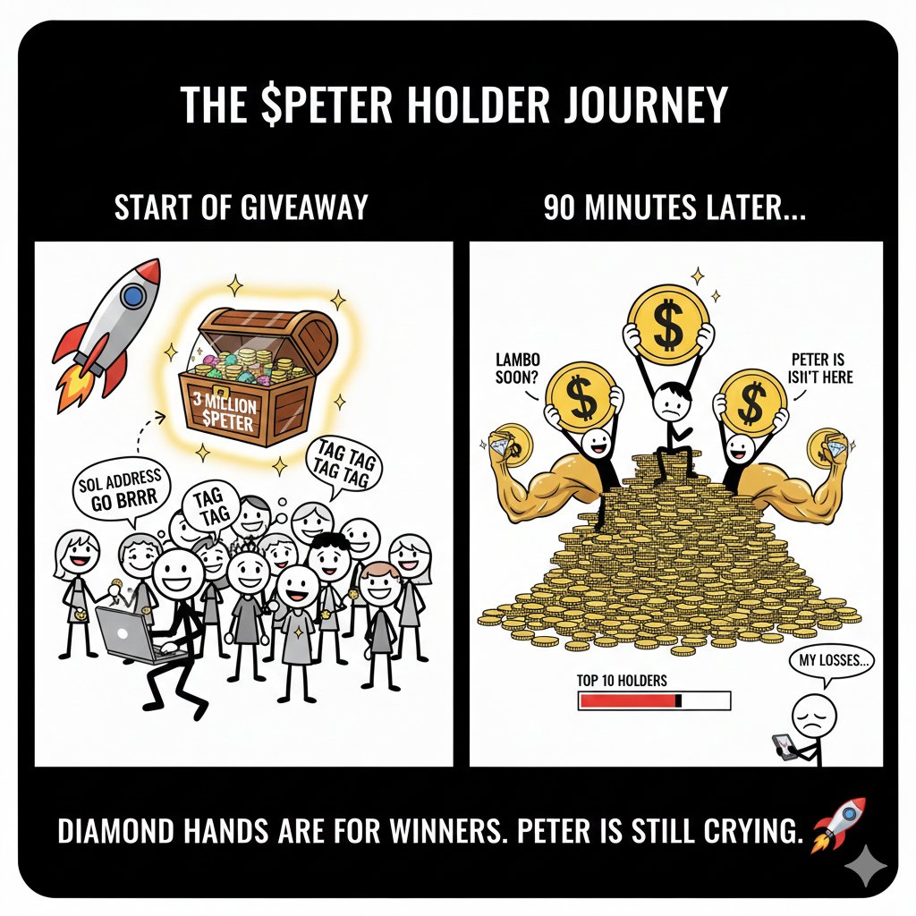 PeterTheJeeter's tweet photo. THE CHART DOESN’T LIE, AND NEITHER DOES THE DEV. 📈💎
​While other projects are out here pulling rugs, we’re out here pulling numbers. Why? Because the $PETER Dev is BASED and has actual morals. 🛡️✨
​No shady dumps. No hidden agendas. Just pure community growth and giveaways. A Dev with integrity is the rarest gem on Solana, and we’ve got the ultimate one leading the charge.
​We aren't just sending a coin; we're sending a message. 🚀🌕
​#$PETER #BasedDev #Solana #DiamondHands #TrustTheProcess #Moonshot #CryptoCommunity