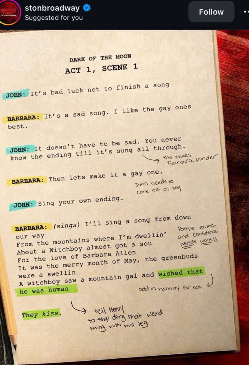 it’s so crazy to me that they even posted this and MADE AND ANNOTATED this script to be shown to the audience because what was the point of it never even mattered, that love didn’t defeat fear? What was the point of saying “let’s make it a gay one?” The colors? The parallels????