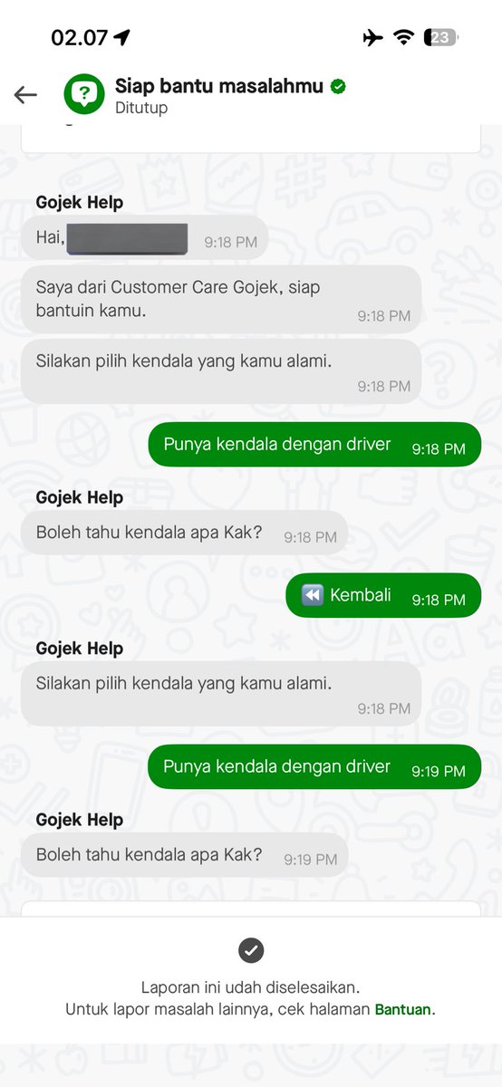 ochiochiow's tweet photo. @lisyariiez @yappingfess tadi gue juga udh langsung report kok
cuman kalo di apk nya itu ga bisa ketik lngsg gt jadi pake template
trus udh report ke akun gojek nya jg
*gue biasanya pk apk @GrabID , sekalinya pake gojek langsung gini😭 https://t.co/HwkibAkSCn