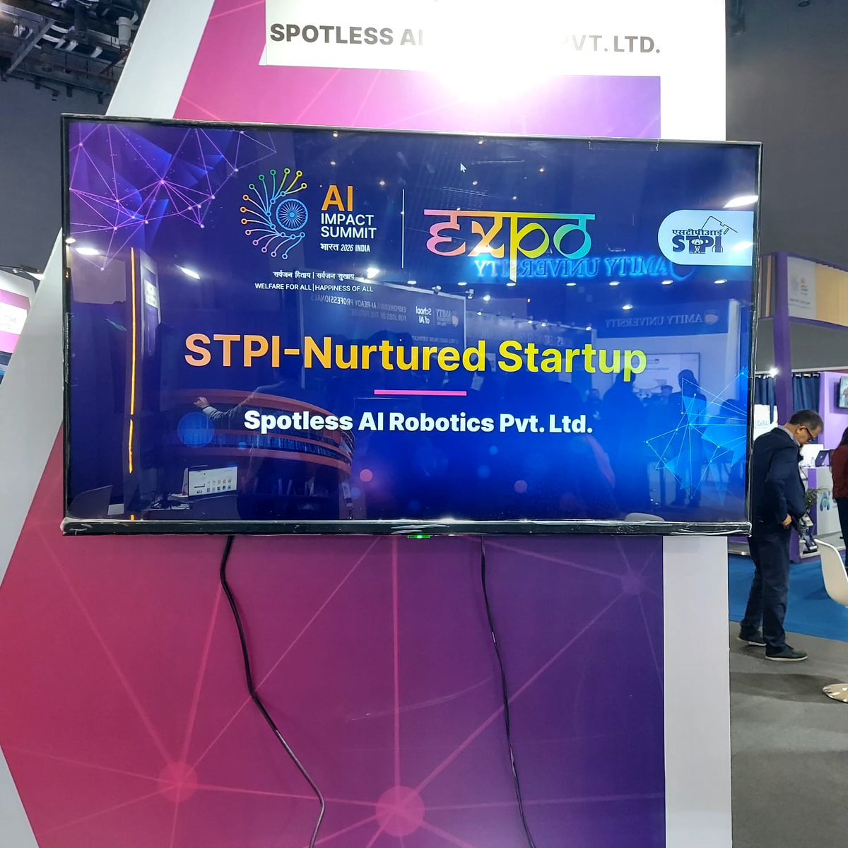 Spotless_ai's tweet photo. Day 1 at India AI Impact Summit — and the energy is incredible!
Excited conversations, powerful AI innovations, and great interest in intelligent UVC robotics.
If you’re here, come meet Team Spotless AI! at our pod P202 in Hall 6
#IndiaAI #SpotlessAI #IndiaAIImpactSummit2026 https://t.co/bb2Bkentt7