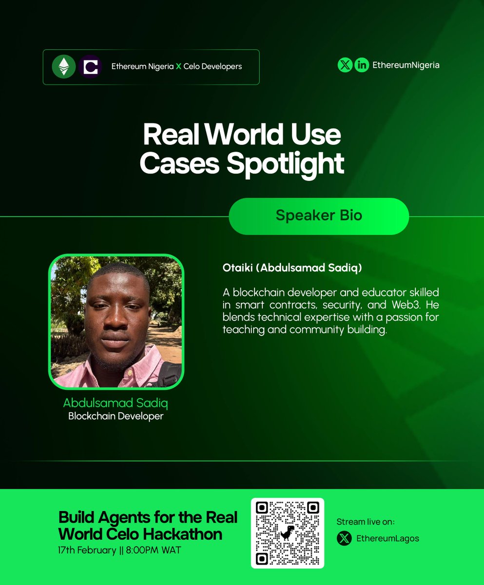 Topic: Real World Use Cases

🔥 HAPPENING NOW:  Abdulsamad Sadiq (<a href="/otaikisadiq/">ot41k1.eth</a>) is taking the stage to dismantle the theory and show us the Code.

He’s currently breaking down Real World Use Cases —moving beyond basic bots to building Agents that actually solve problems in the