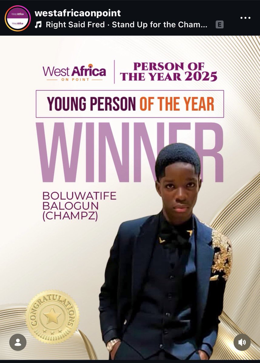 Champz Just won the “Young Person Of The Year” award. 🏆❤️