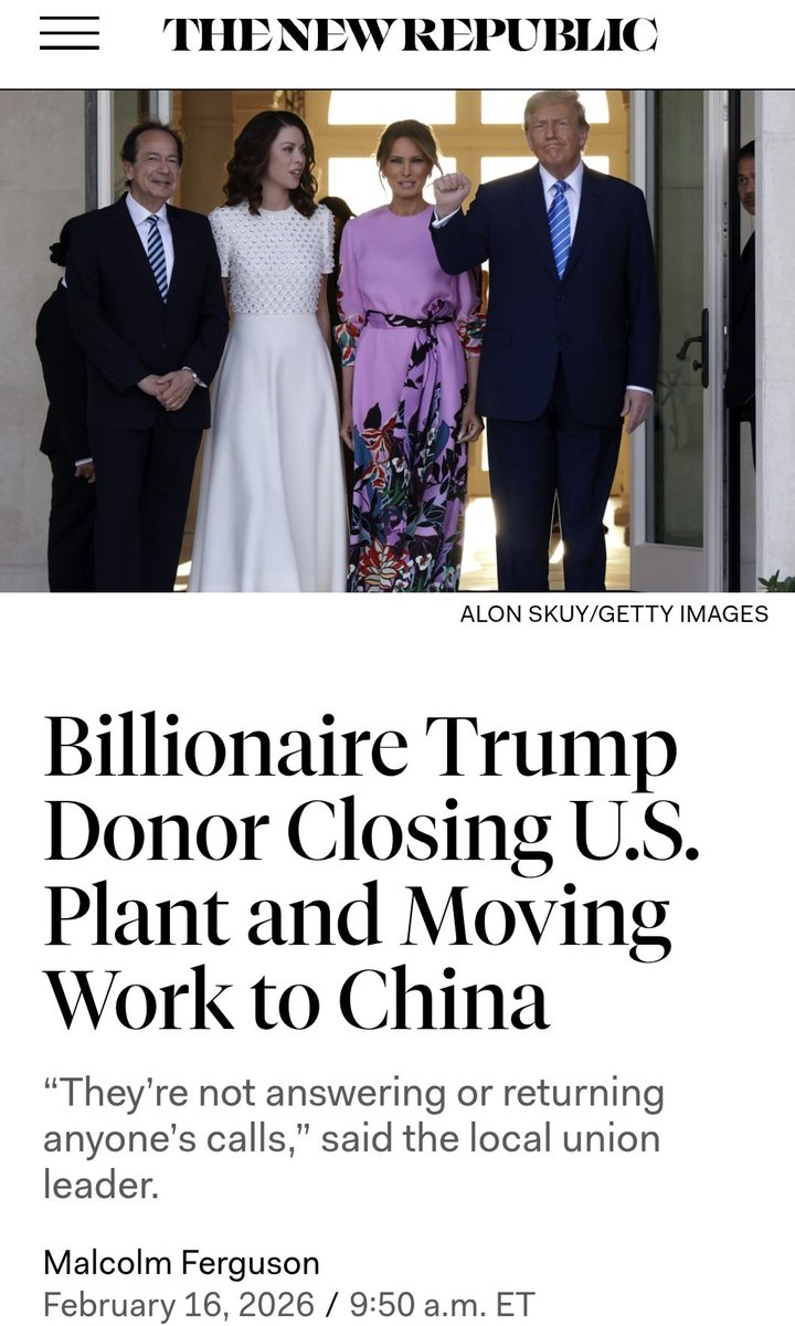 Trump loves (to screw) the American working class....

"Hedge fund billionaire John Paulson plans to offshore the East Lake, Ohio, plant of Conn Selmer, the largest U.S. manufacturer of brass and orchestra instruments."
