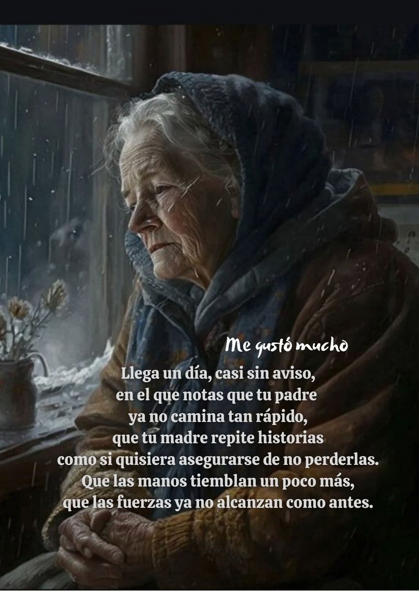 EL MOMENTO EN QUE TUS PADRES EMPIEZAN A NECESITARTE

Llega un día, casi sin aviso,
en el que notas que tu padre ya no camina tan rápido,
que tu madre repite historias
como si quisiera asegurarse de no perderlas.
Que las manos tiemblan un poco más,
que las fuerzas ya no alcanzan