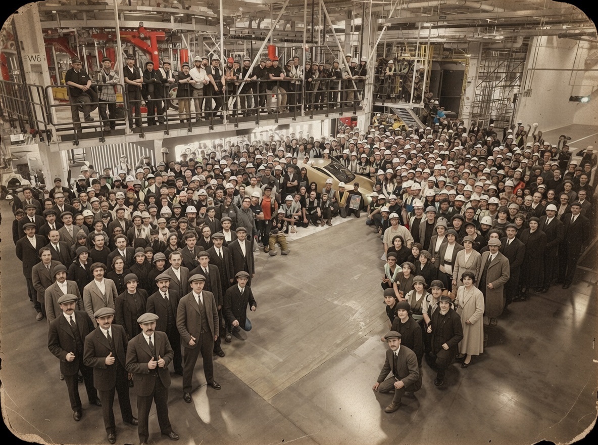 First Tesla Cybercab rolling off the line right now ..  automotive history being written <a href="/Tesla/">Tesla</a>  .. Congratulations to all the fine folks who made this happen .. The future is bright.. Transportation will never be the same and more safe ❤️