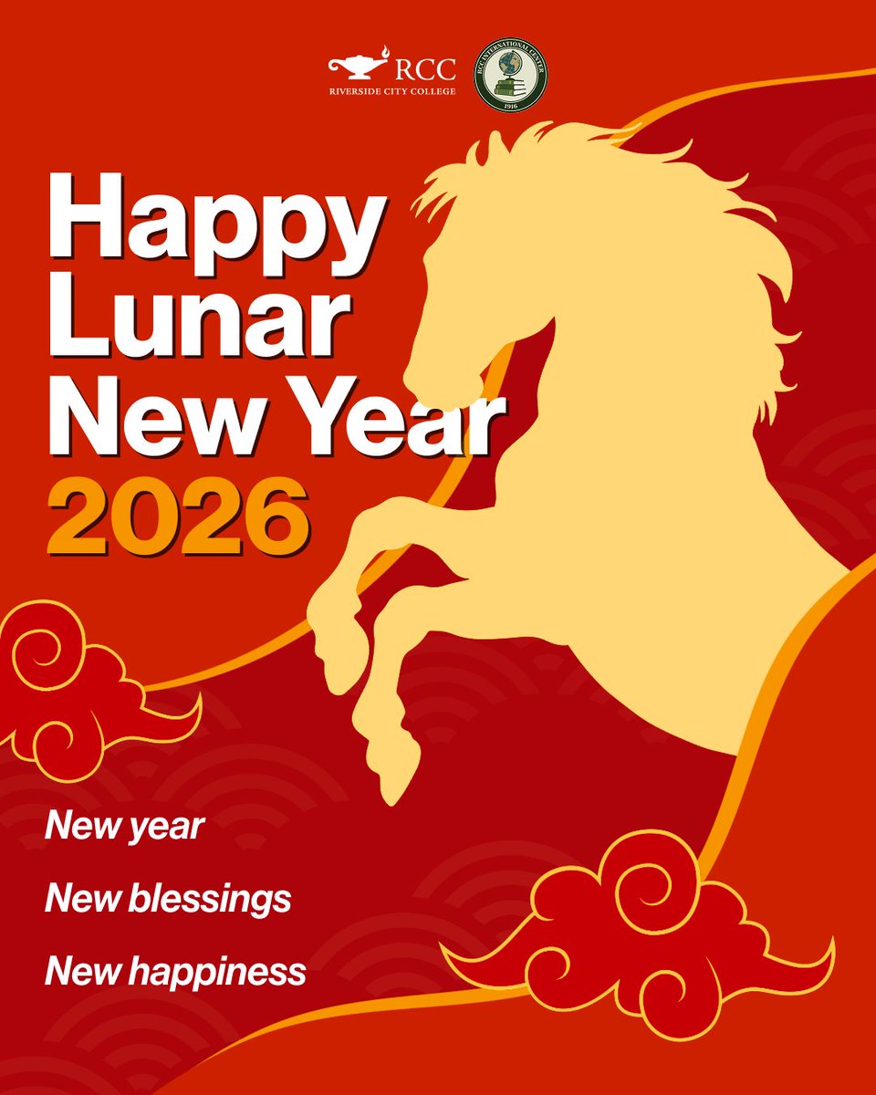 Happy Lunar New Year 2026! 🧧🐎

We are officially stepping into the Year of the Horse! At RCC, we’re wishing you: ✨ New year ✨ New blessings ✨ New happiness.

May your semester be filled with the energy and ambition of the horse. Let’s make this year unforgettable, Tigers! 🐯