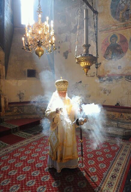 ‘Let my prayer come before thee as incense, the lifting up of my hands as an evening sacrifice’ 

~Psalm 141:2  (used during Vespers as the whole church is censed)