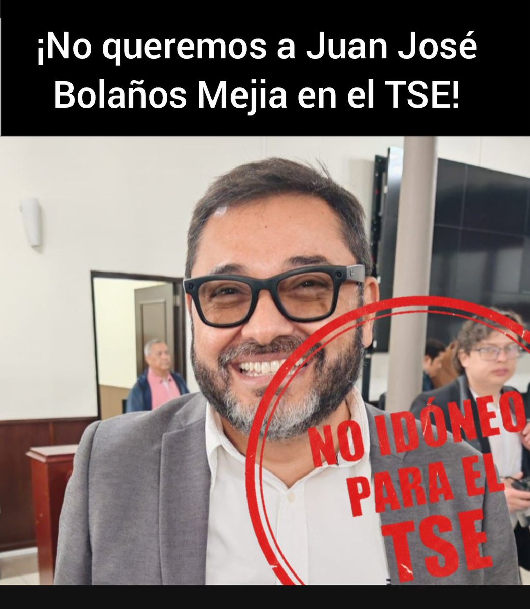 losArzuTeEspian's tweet photo. @CongresoGuate no queremos a Juan José Bolaños Mejia en el @TSEGuatemala ! https://t.co/U8PQZx3PCB