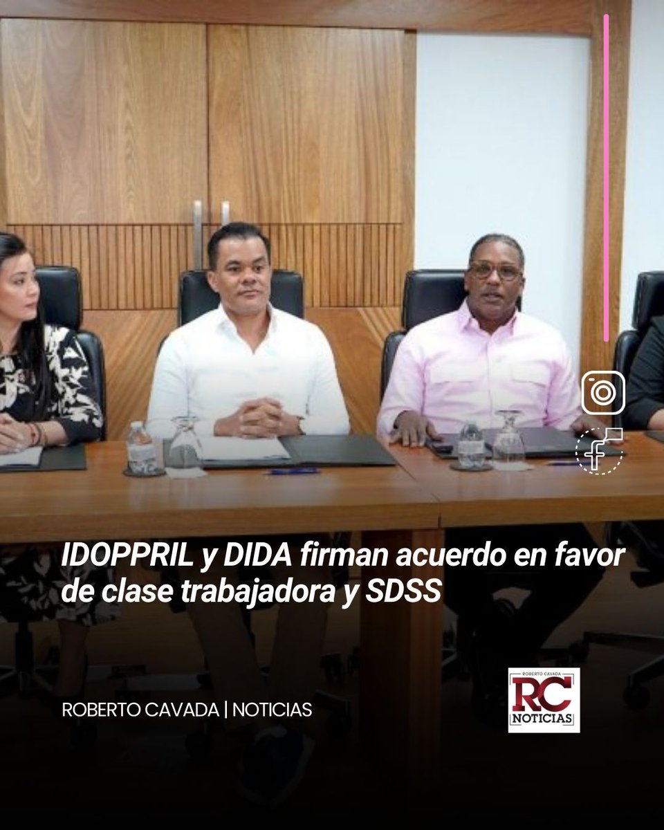 rcavada's tweet photo. IDOPPRIL y DIDA firman acuerdo en favor de clase trabajadora y SDSS
https://t.co/RugBnjBqw7
#RobertoCavada #RCNotcias #IDOPPRIL https://t.co/Ci3X03pJZR