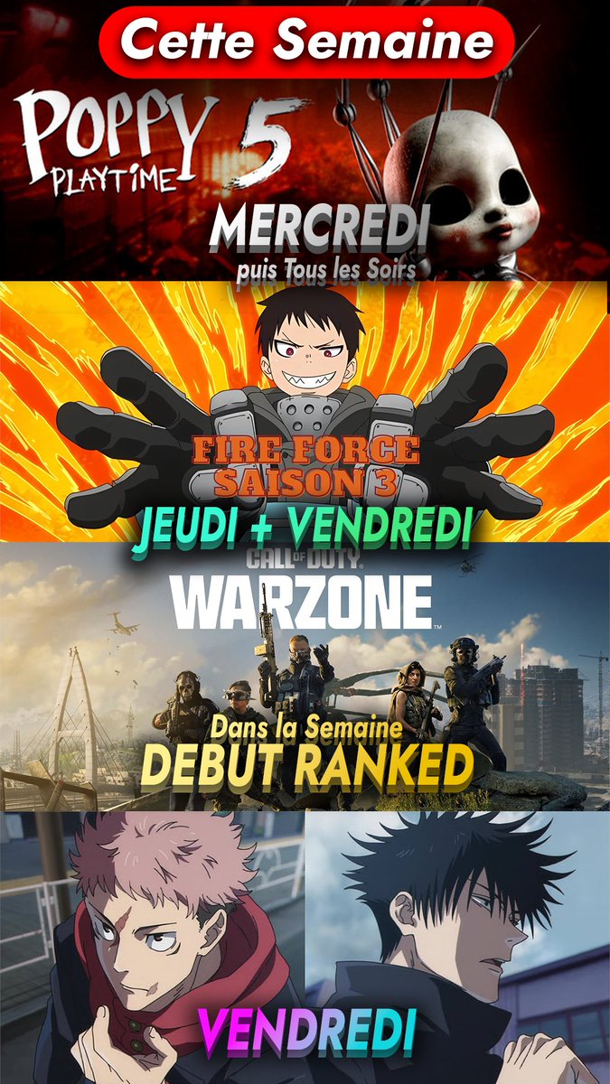 Joreact1's tweet photo. Programme de la semaine ! https://t.co/N9uYKHf9CZ