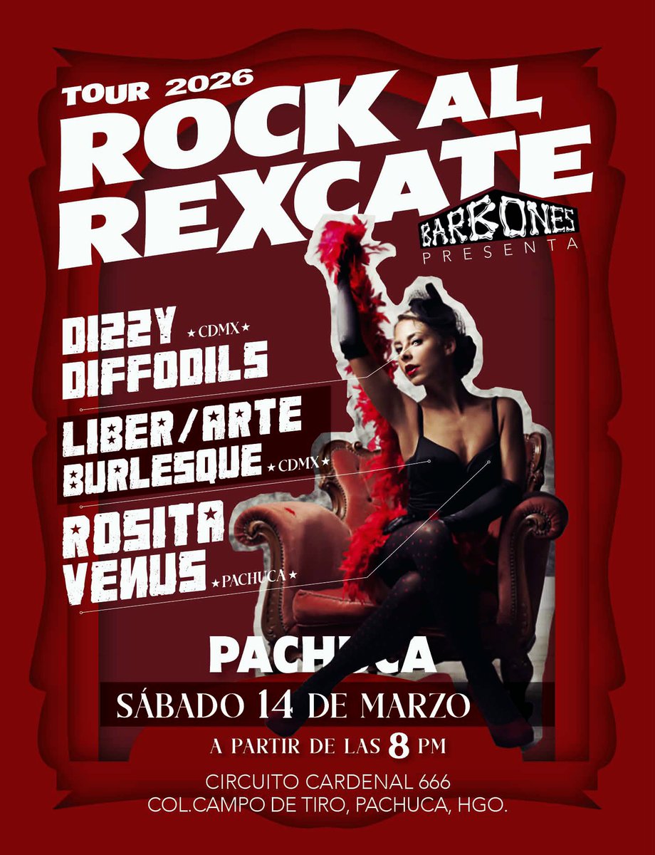 Se va a poner a madres, burlesque y rock marrano, nos vemos en el bar bones en Pachuca y en gato calavera Cdmx.