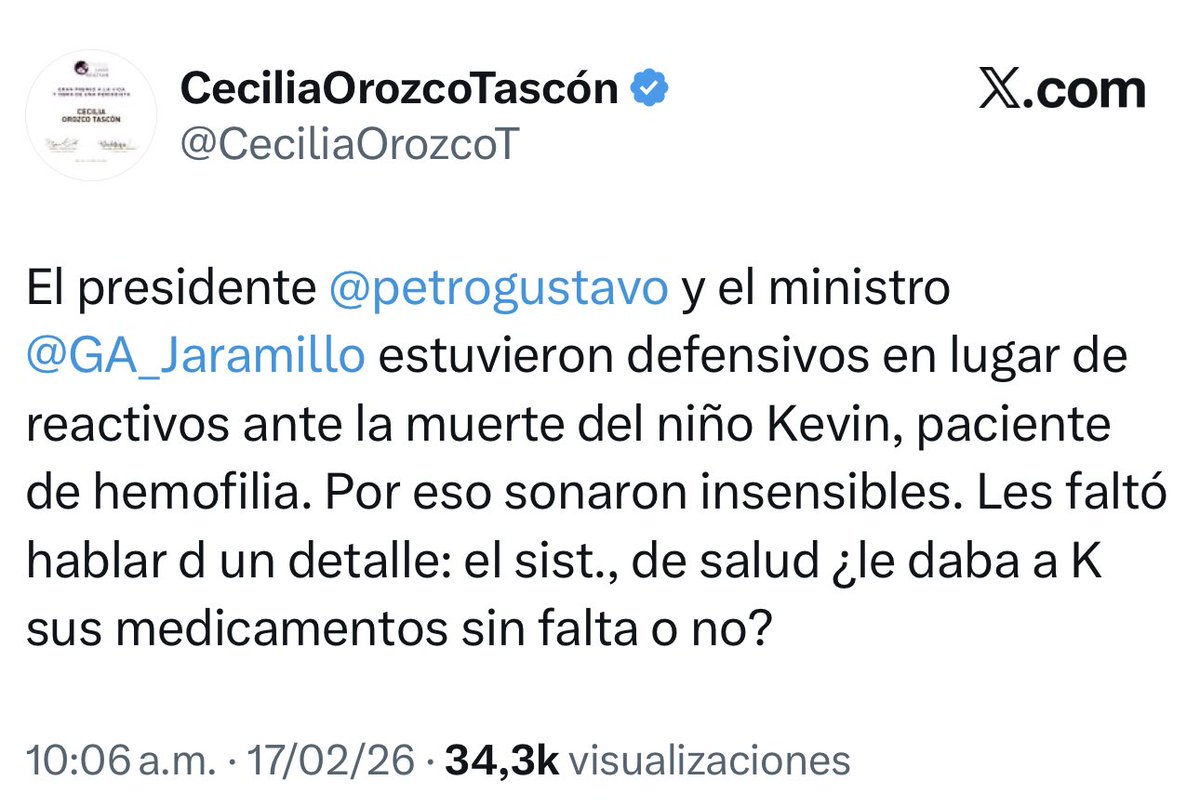 “Sonaron insensibles” dicen los defensores de Petrismo 

Señora. ¡¡El sistema de salud en manos de Petro mató a Kevin y ha matado a muchos más pacientes!!