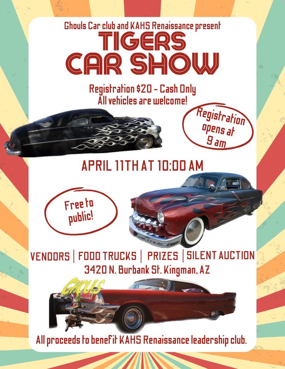 Our annual Tigers Car Show is coming up soon! We are still looking for vendors and donations, especially for our silent auction, are needed! Please contact Erin Schreurs at eschreurs@kaolaz.org for more information! Hope to see you there!