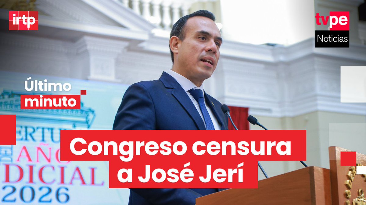 🚨 #LoÚltimo |  Con 75 votos a favor, 24 en contra y 3 abstenciones, el Pleno del Congreso de la República aprobó la censura de José Jerí Oré, quien ejercía la Presidencia por sucesión constitucional como titular de la Mesa Directiva.

 📌 La elección del nuevo presidente del