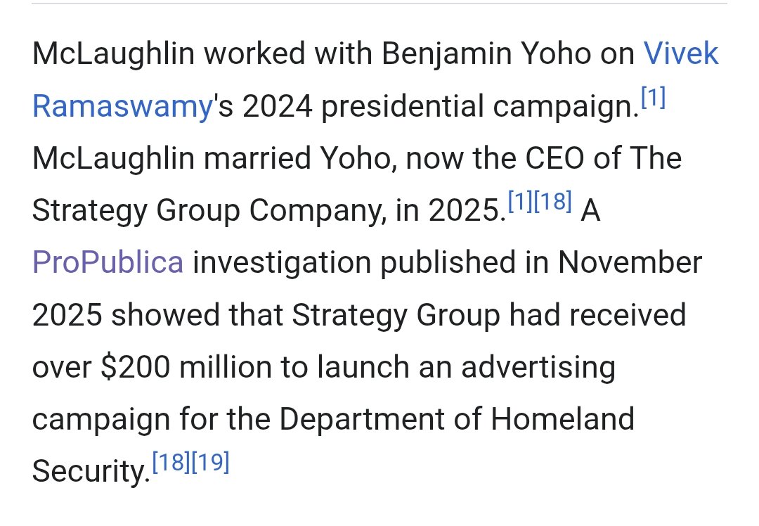 <a href="/kylegriffin1/">Kyle Griffin</a> <a href="/morgfair/">Morgan Fairchild</a> $200 Million of U.S. taxpayer money to The Strategy Group Company of which McLaughlin husband is CEO. Not a bad return investment for pushing lies for a corrupt administration &amp; Department for less than a year.