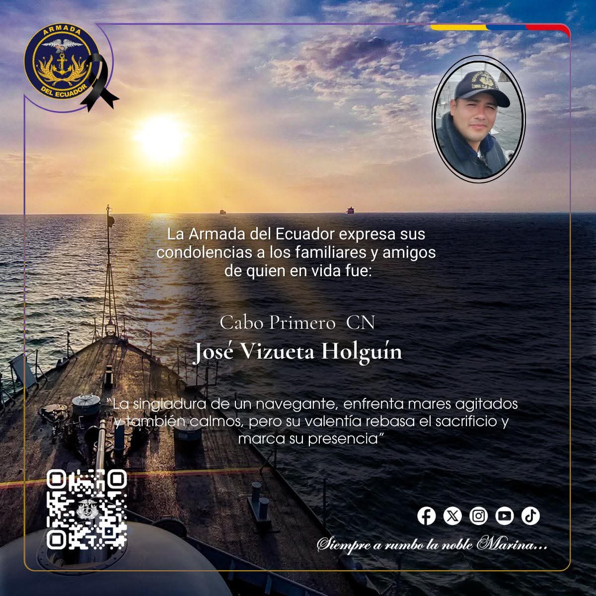 El Cabo Primero José Vizueta de las Fuerzas Armadas fue asesinado a tiros en el cantón San Lorenzo provincia de Esmeraldas.
Ya serían 6 muertes violentas en 24 hrs en la provincia 2 corresponden al cantón San Lorenzo y 4 al cantón Esmeraldas el día de hoy.
Lo advertimos...