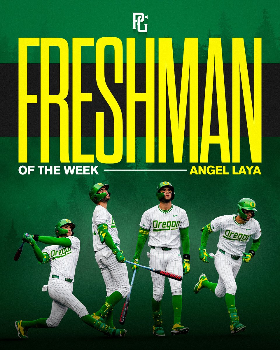 OregonBaseball's tweet photo. 𝐏𝐞𝐫𝐟𝐞𝐜𝐭 𝐒𝐭𝐚𝐫𝐭

@angellaya23 gets his second freshman of the week honor after starting his career with a monster weekend. @PerfectGameUSA with the tip of the cap to the Ducks' right fielder. #GoDucks https://t.co/DMO5ZwtEE9